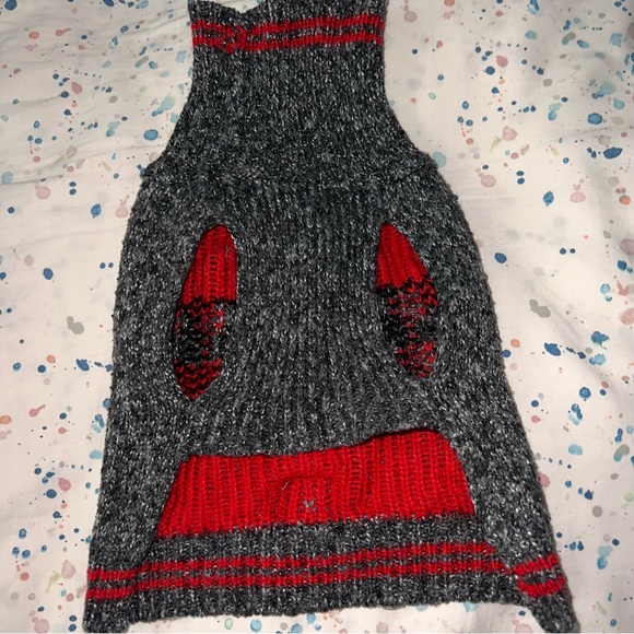 Dog sweater gray with red and black - Picture 4 of 5